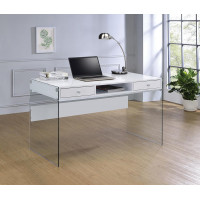 Coaster Furniture 800829 Dobrev 2-drawer Writing Desk Glossy White and Clear